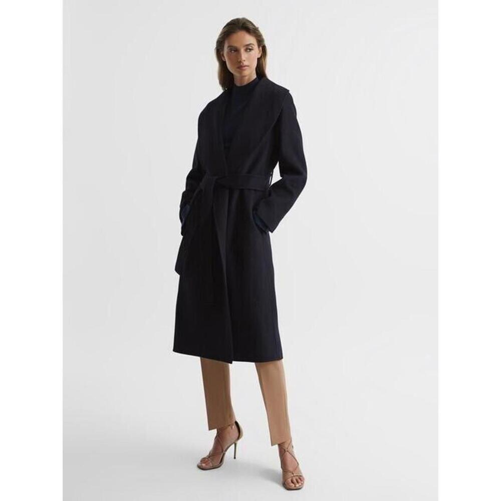 NEW, REISS Freja Wool Blend Coat In Dark Navy Size 14 #C3953 - Picture 2 of 11